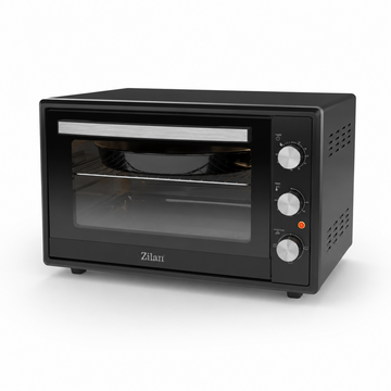 Cuptor Electric Zilan 65 L, Sticla Dubla, 3 Setari de Putere, Temporizator 90 Minute, Element Incalzire Inox, Cavitate Emailata, Negru