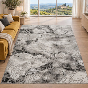 Covor Lirofe Imperial Diamant Gri Gri - Efect Geometric Stralucitor Modern - Living, Sufragerie, Dormitor, Bucatarie, Hol - Fir Scurt 12 mm, Usor de Curatat