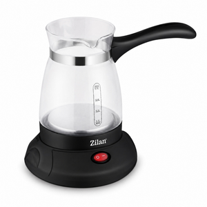 Ibric Electric Zilan ZLN4940 pentru Cafea Turceasca - Fierbe si Torni Direct din Vas, Fara Aragaz si Fara Sa Dea in Foc - 600 W, 500 ml, 6 Cesti, Vas de Sticla cu Gradatii, Baza Rotativa 360 Grade, Negru