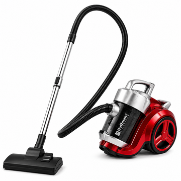 Aspirator fara sac Hoffmans HM-8801, 1800W, sistem multiciclonic, recipient 3L, filtru lavabil, putere reglabila, Rosu-Negru