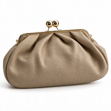Misariva Procida Midi - Geanta cu Rama din Piele Naturala Made in Italy, Taupe