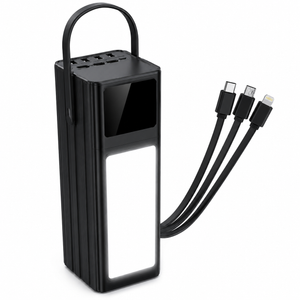 Baterie externa Maxcell PJ0101, 6 Porturi USB Iesire, 80.000mAh, Display si Lampa LED, Negru
