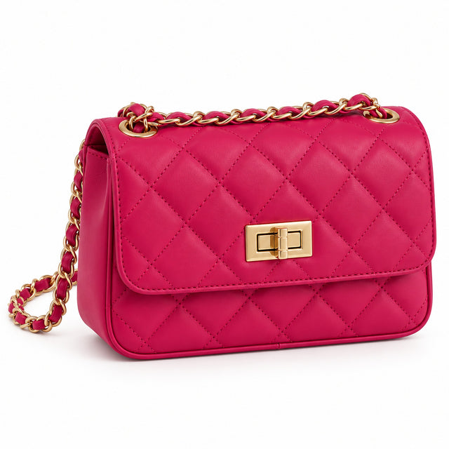 Misariva Cremona Mini, geantă matlasată din piele naturală, Fucsia, vedere din față
