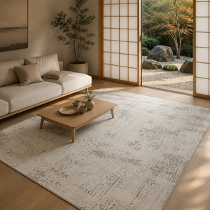 Covor Lirofe Stone Pure Crem Gri - Efect Marmura Stralucitor Modern - Living, Sufragerie, Dormitor, Bucatarie, Hol - Fir Scurt 11 mm, Usor de Curatat