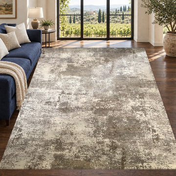 Covor Lirofe Stone Loft Crem Bej Marmorat - Efect Piatra Abstract Modern - Living, Sufragerie, Dormitor, Bucatarie, Hol - Fir Scurt 11 mm, Usor de Curatat