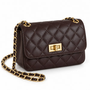 Misariva Cremona Mini - Geanta de Umar si Crossbody din Piele Naturala Matlasata Made in Italy, Bordo