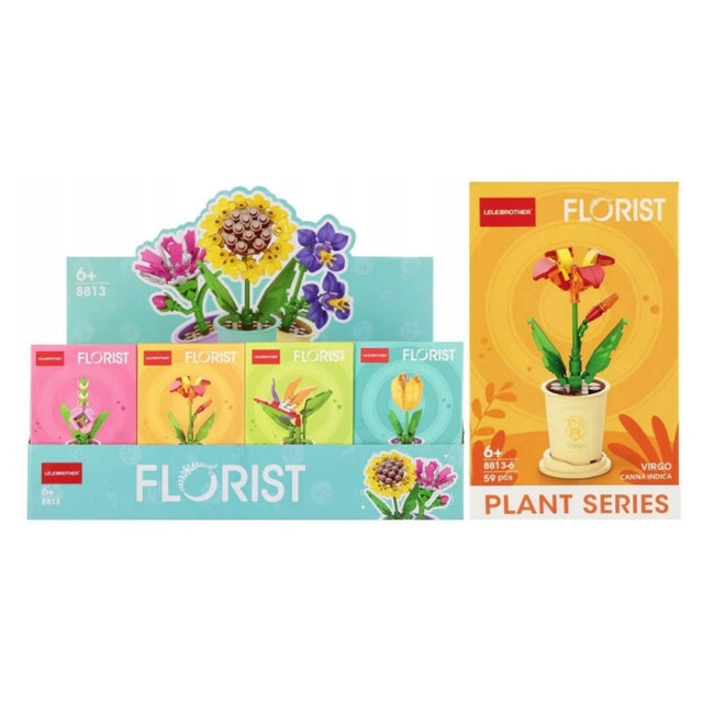 Joc constructie flori MegaCreative 567452, diferite modele, 8x13x5cm, 12buc/display, +6ani