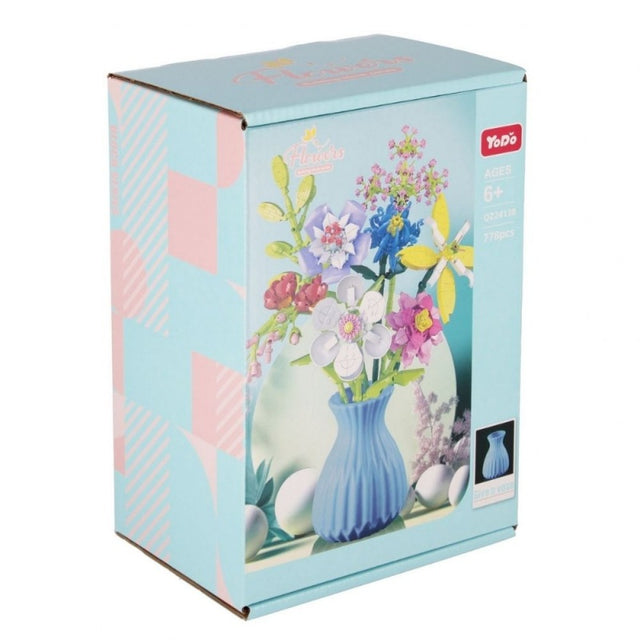 Joc constructie vaza cu flori MegaCreative 567474, diferite modele, 17x25x12cm, +6ani
