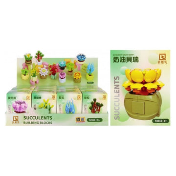 Joc constructie flori MegaCreative 573955, diferite modele, 8x10x8cm, 12buc/display, +6ani