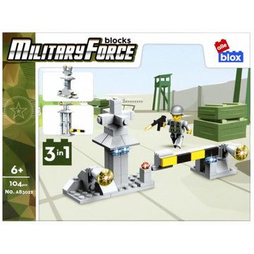 Set de constructie Alleblox Military Force - punct de control 3 in 1 - AB3022 / 492847, 104 piese, 6+