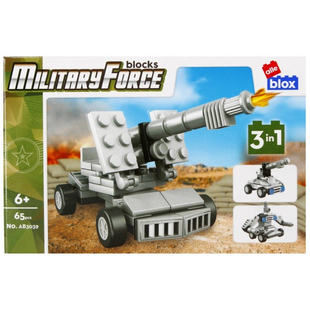 Set de constructie Alleblox Military Force - vehicul cu lansator 3 in 1 - AB3039 / 492868, 60 piese, 6+