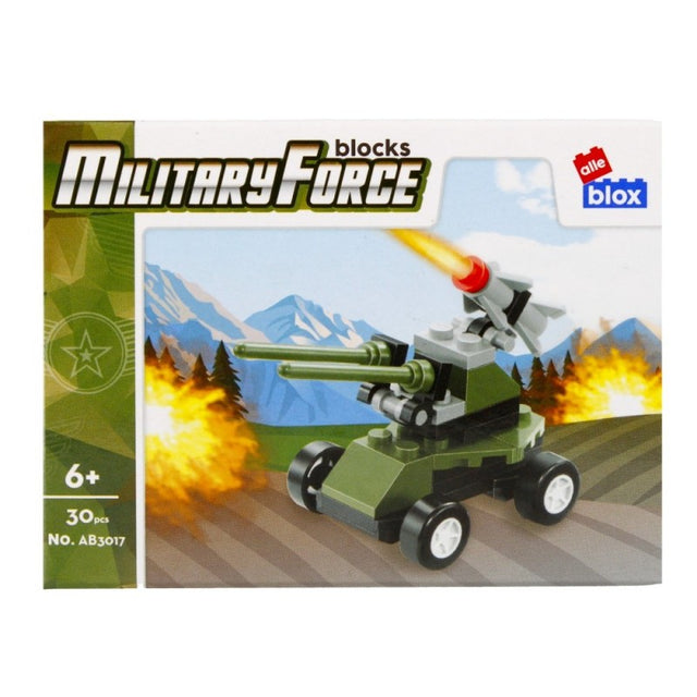 Set de constructie Alleblox Military Force - vehicul militar cu lansator - AB3017 / 492824, 30 piese, 6+