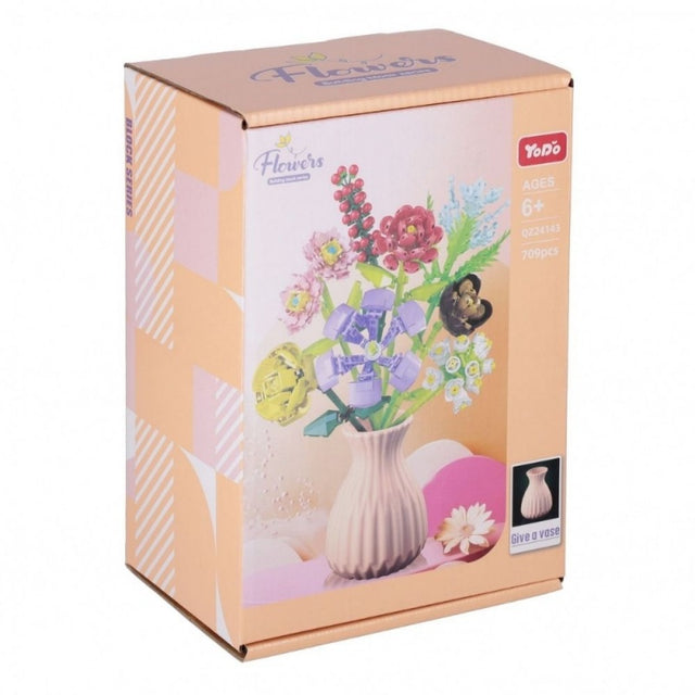 Joc constructie vaza cu flori MegaCreative 567466, diferite modele, 17x25x12cm, +6ani