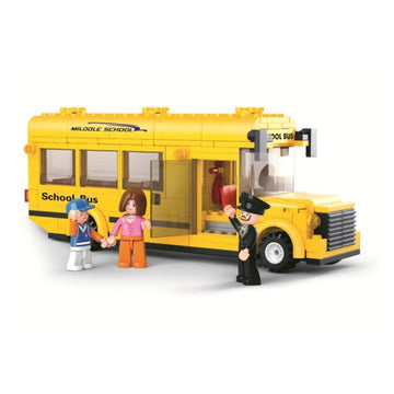 Joc de constructie Autobuz scolar, pvc, Sluban M38-B0507, 219 piese, 33x23.7x5.4cm