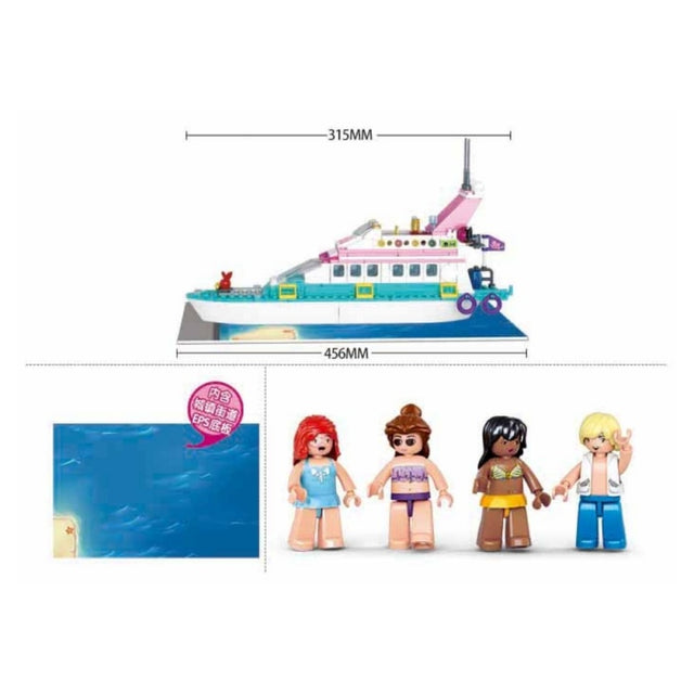 Joc de constructie Yacht de lux, pvc, Sluban M38-B0609, 328 piese, 38x28.5x6.7cm