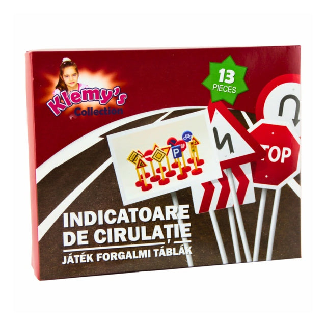 Joc educativ - Indicatoare de circulatie din lemn - Klemy’s Collection, 13 piese, 3+ ani
