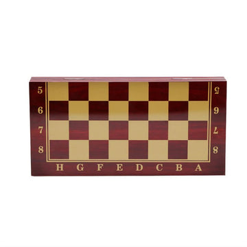 Joc 3in1 - Sah, Dame si Table - CNX, cutie lemn rosu, inchidere magnetica, 40x40cm, 3+ ani, 8328