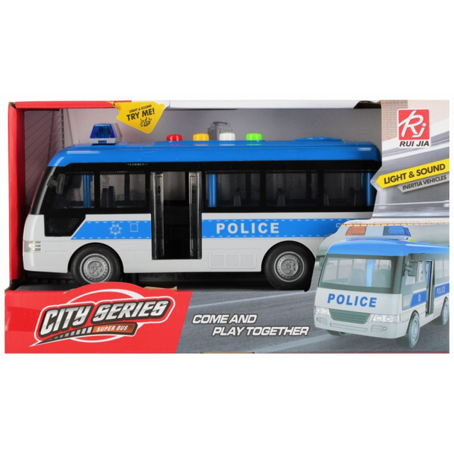 Jucarie autobuz de politie cu lumini si sunet, 33x17x11cm, MegaCreative, 542784