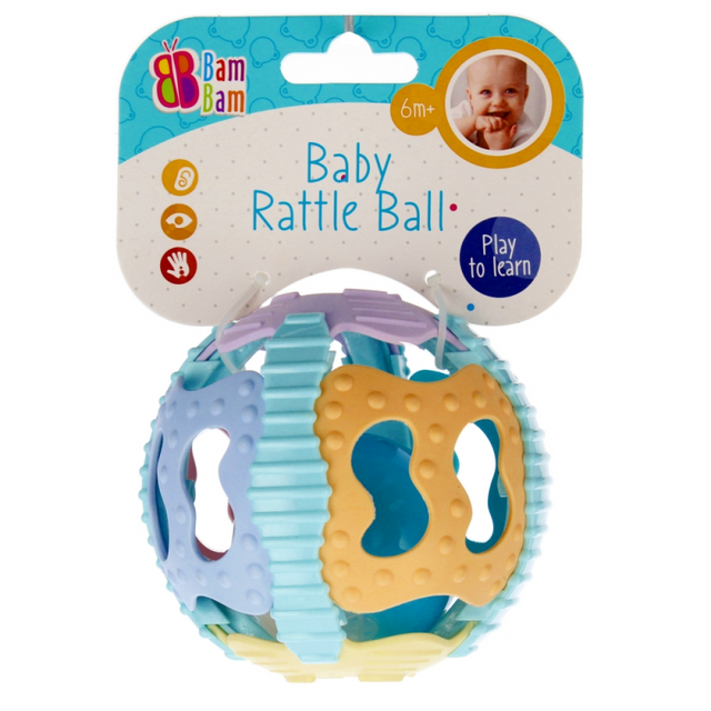 Jucarie bebelusi cu sunete si lumini - minge senzoriala, culori pastel - Bam Bam 515078, 6+ luni
