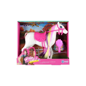Jucarie cal cu sa + pieptene Cute Horse, 28x24x8cm, diverse culori, 3+ ani, MegaCreative, 543526