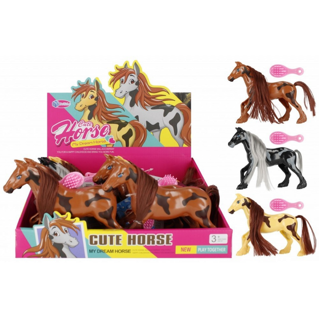 Figurina cal cu accesoriu MegaCreative 510700, 20cm, plastic, diverse culori, 3+ ani