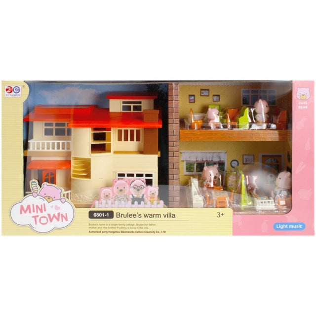 Casa de papusi - Mini Town - contine 4 figurine ursuleti + accesorii, MegaCreative 482308, 3+ ani
