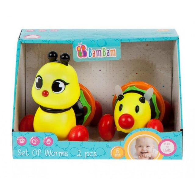 Jucarie bebelusi - set 2 omizi cu roti - Bam Bam 429198, 6+ luni