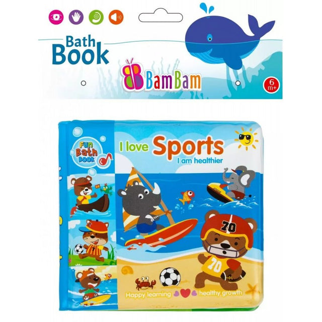 Jucarie de baie bebelusi cu sunete - carticica cu sporturi - Bam Bam 432484, 6+ luni