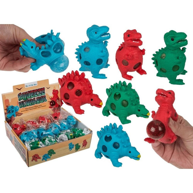 Jucarie dinozaur Squishy Out of the blue 12/0885, cu sclipici, 3 culori, 9cm