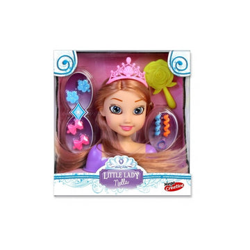 Set fashion - cap de papusa de coafat - accesorii incluse, par saten, MegaCreative 419475, 3+ ani