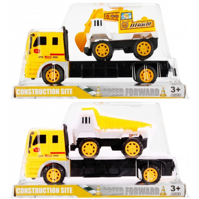 Camion de transport MegaCreative 471073, 24cm, include un utilaj de constructie, plastic, multicolor, 3+ ani