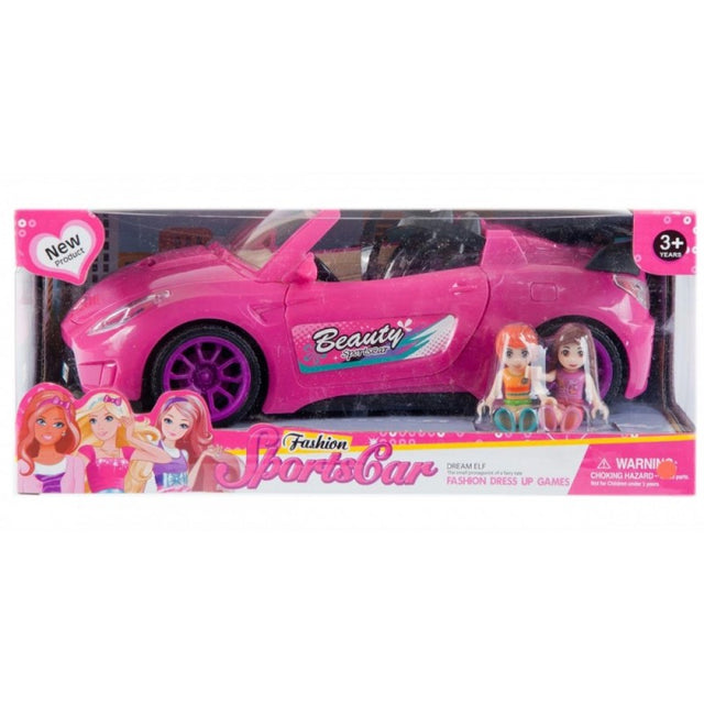 Masina decapotabila pentru papusi MegaCreative 458267, 26cm, cu sunete si lumini, plastic, roz, 3+ ani