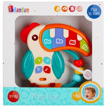 Jucarie bebelusi cu sunete si lumini - piano tucan - Bam Bam 475300, 18+ luni