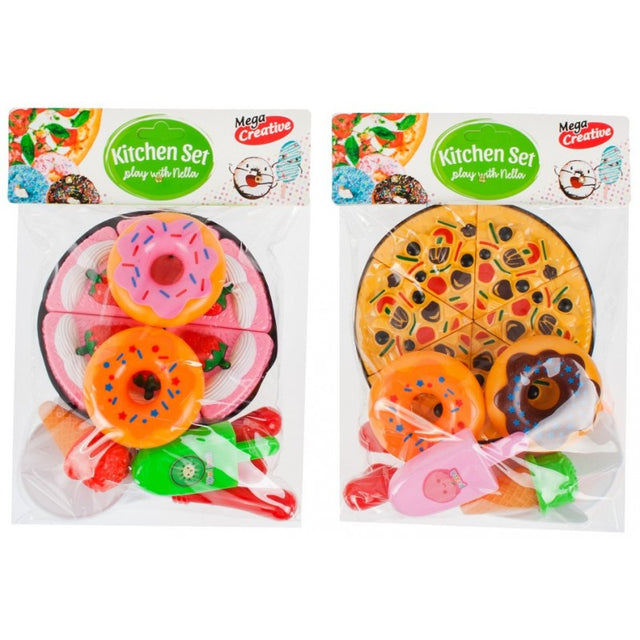 Set de bucatarie - pizza / tort + alimente - diverse modele, MegaCreative 442114, 3+ ani