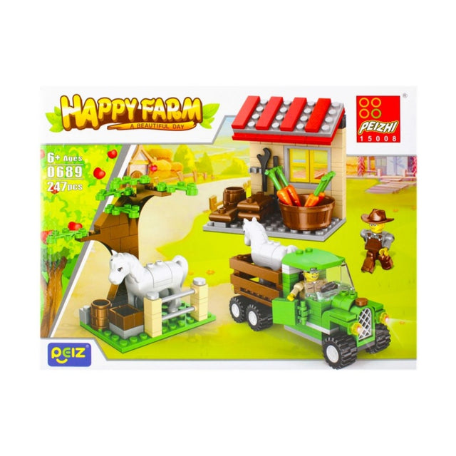 Jucarie set blocuri pentru constructie Mega Creative 482587, micul fermier, 247 piese
