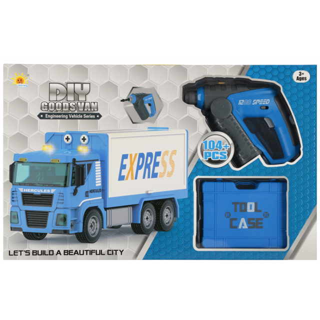 Jucarie set camion marfa + accesorii, 45x28x10cm, asamblare, 104 piese, MegaCreative, 543859