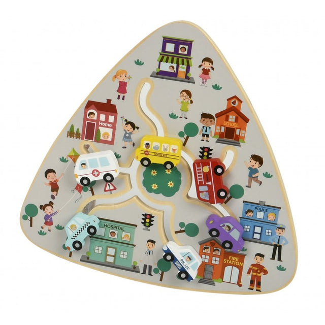 Jucarie set educativ circuit din lemn, CNX Triangle Fun Walking Board, 5 modele: trafic