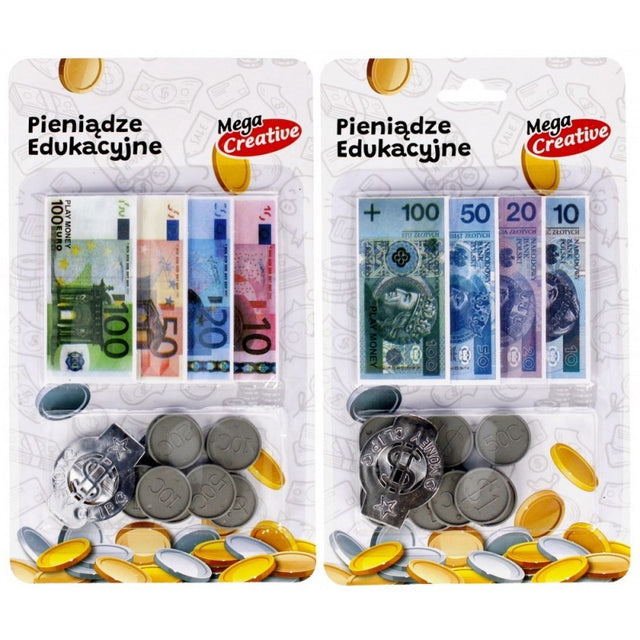 Set supermarket - 12x monede si 24x bancnote - MegaCreative 483256, 3+ ani