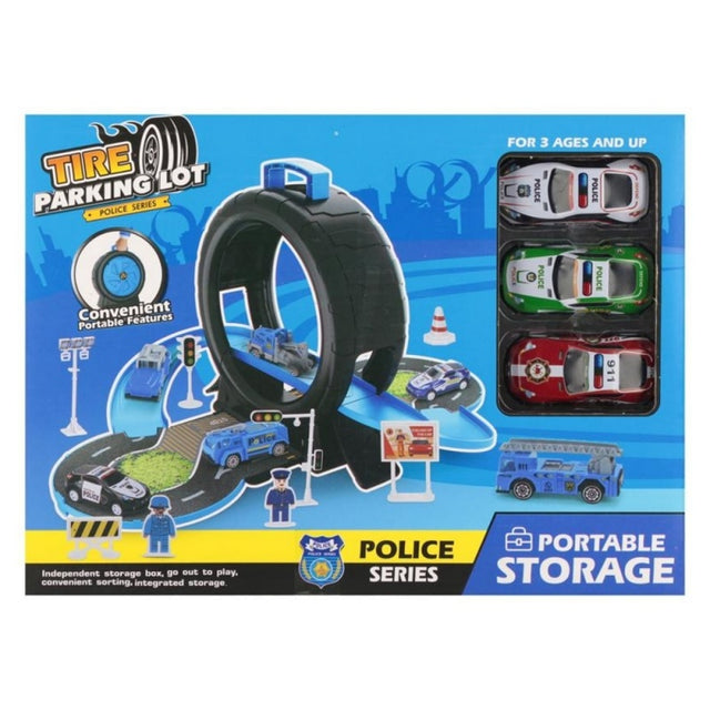 Jucarie set parcare Politie MegaCreative 567190, 3 masini, 18x20x7cm, pvc