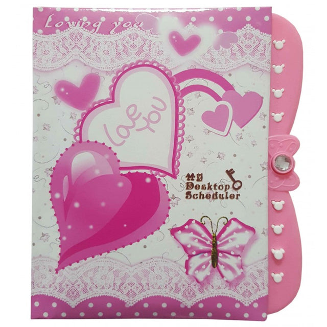 Jurnal CNX Love you MS03018, 11x15cm, 128 pagini, coperta carton roz, cu cifru