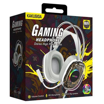 Casti cu Fir Kaku KSC-1298, On Ear, 3.5mm, 2m Cablu, Gaming, Light Ambient - Transparent