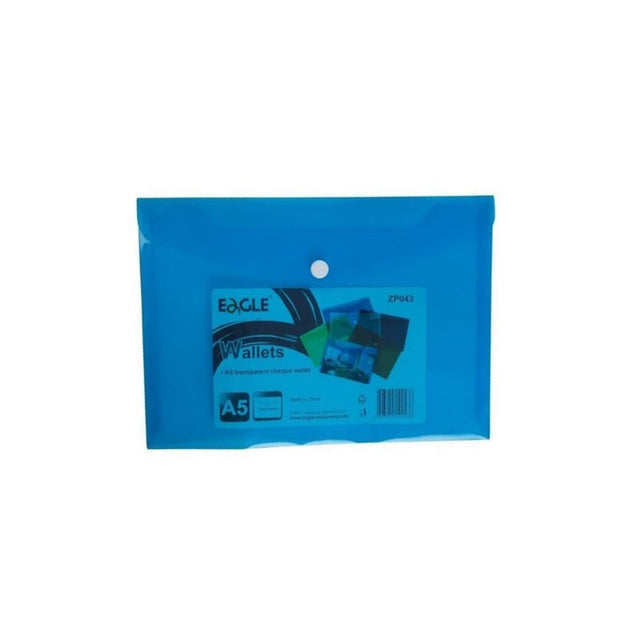Mapa plastic Eagle ZP043, cu capsa, A5, transparent / albastru