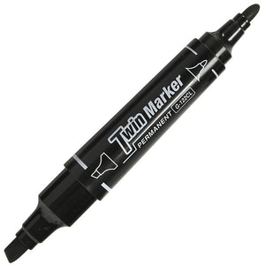 Marker permanent CNX G-122CL, varf rotund / varf tesit, 2 capete, negru