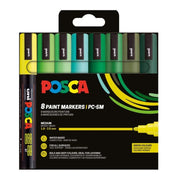 Marker UNI PC-5M Posca 1.8-2.5 mm set 8 culori, nuante de verde