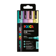Marker UNI Posca PC-5M, varf rotund, 1.8-2.5mm, set 4 culori pastel