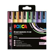 Marker UNI Posca PC-5M, varf rotund, 1.8-2.5mm, set 8 culori pastel