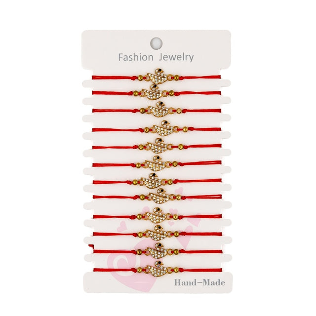 Martisor - Bratara cu snur textil, lebada, set 12 buc