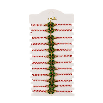 Martisor - Bratara cu snur textil, trifoi, set 12 buc