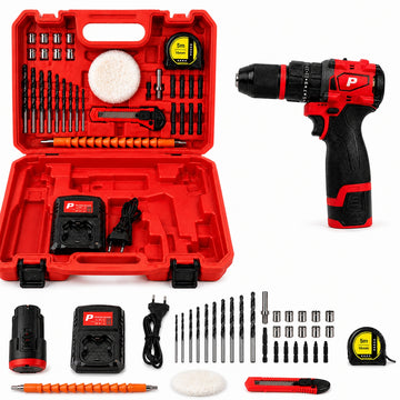 Masina de gaurit si insurubat cu acumulator 2X 18V, 55 Nm, 21+1 setari cuplu, Tip PJA, Pexor negru-rosu