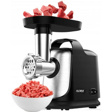 Masina de tocat carne Floria ZLN7965 – 1300W, 2 site, functie revers, lama inox, negru